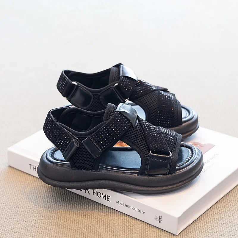 Summer Girls New Sandals Breathable Mesh Children's Causal School Sandals Simple Fashion Kids Beach Platform Sandals Open-toe