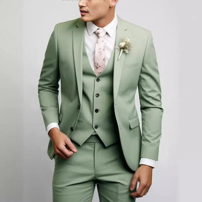 2025 Fashion Men Slim Fit Two Button Suit Set Amazon Cross Border Three Piece Business Suit