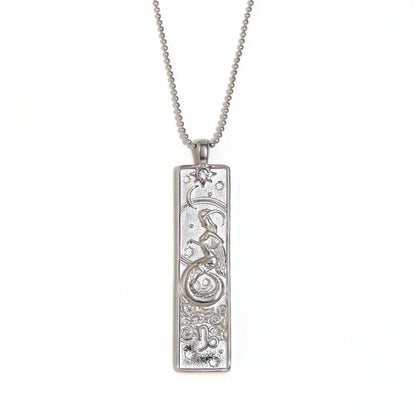 18k Gold Plated Rectangle Shape 12 Constellation Pendant Necklace Stainless Steel Waterproof Fashion Women's Jewelry