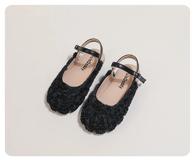Girls Sandals Small Cute Flowers Close-toed Sandals For Girl 2025 Spring Summer Kids Flats Girls Ankle Strap Sandals