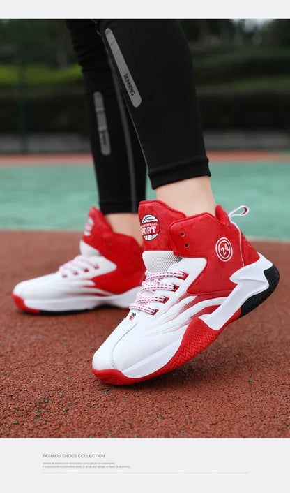 Children Basketball Shoes for Boys Girls Kids Teenagers Breathable Non-slip Lace Up Indoor Outdoor Training Sneakers Tennis Shoe