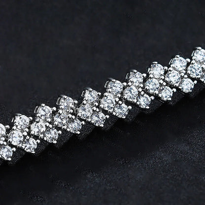 1.5mm Real Moissanite Tennis Bracelet S925 Sterling Silver  3-row Heart Lab Diamond Bracelets for Bridal Women Wedding Jewelry