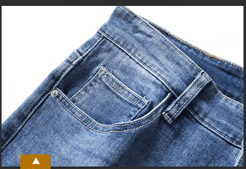 Calça Jeans Masculina Coreana Macia Elástica Slim Fit Negócios Casual Reta Jeans Clássica Marca Azul Lavado Cinza