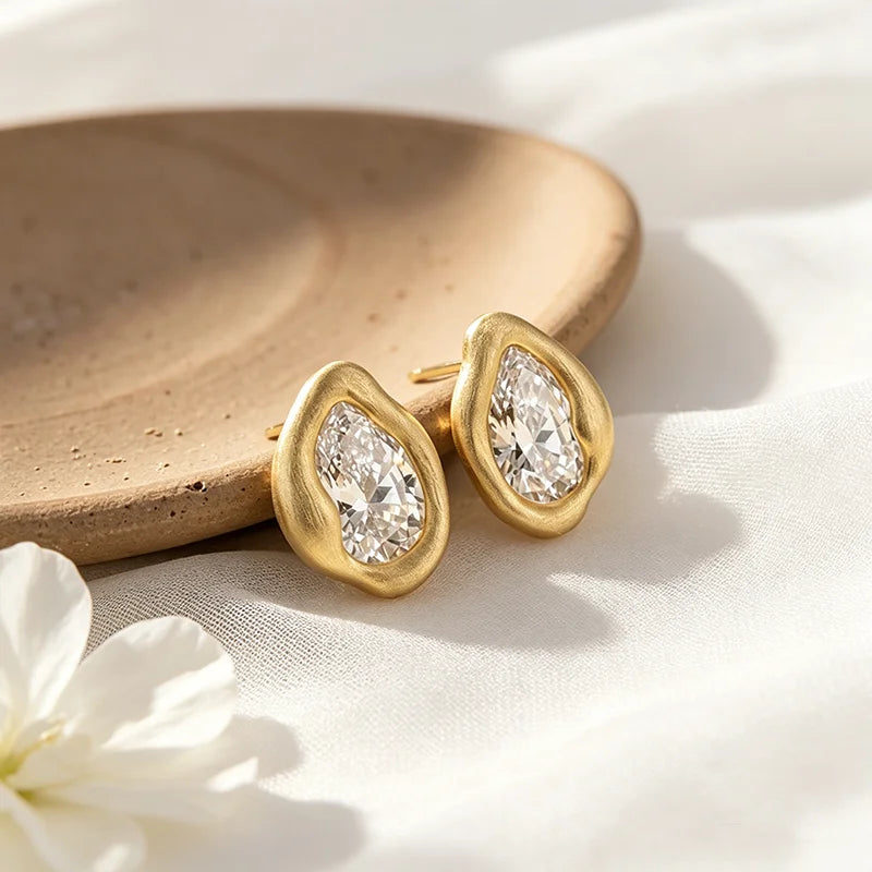 Trendy 8*12mm Pear Cut D VVS1 Moissanite Stud Earrings for Women Vintage Lab Diamond S925 Sterling Silver Fine Jewelry