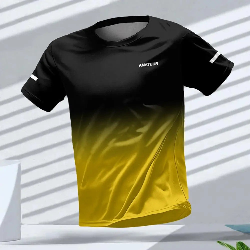 Men's T-shirt Outdoor Sports Running T-shirts Gradient Pattern Printed T-shirt Comfortable Quick Drying Short Sleeve Unisex Tops