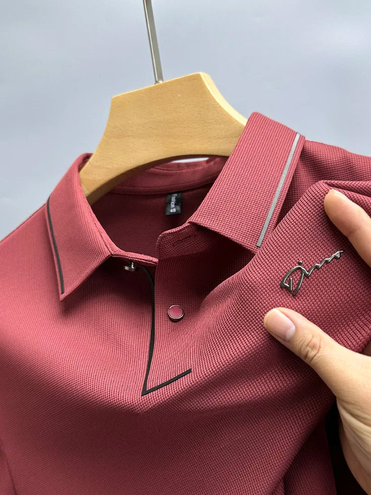 Light luxury brand letter emboss short sleeve T-shirt summer popular men polo shirt comfort silky breathable business casual top