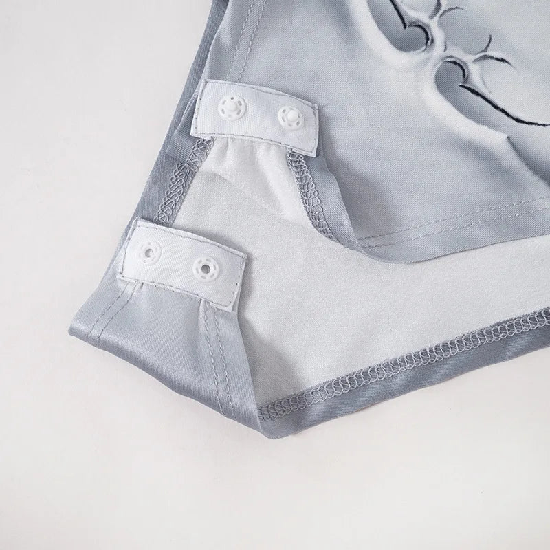 Printed Skinny Sexy Bodysuit Lingerie Gray One-pieces Bustier Long Sleeve Corset Top Streetwear Fashion Trends Women Clothing