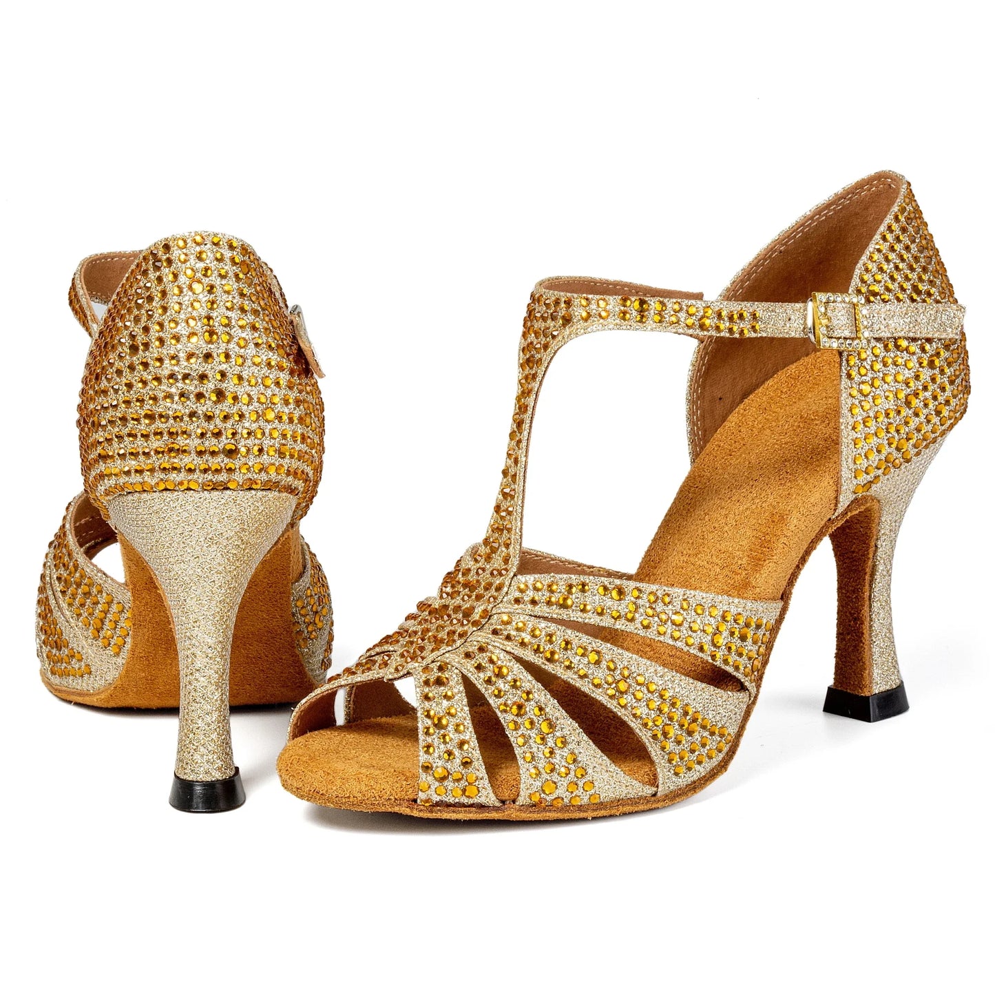 Women Latin Dance Shoes Girls Ballroom Dance Shoes Soft Bottom High heel  7.5CM Ladies practice Latin Salsa Shoes heeled 8.5CM