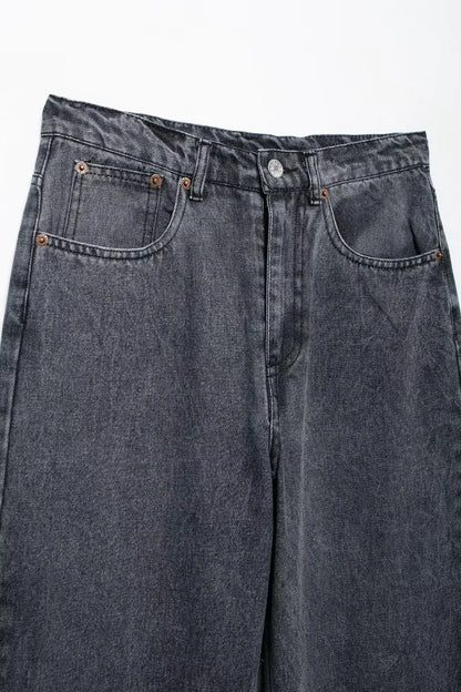 Women's Street Fashion Denim Blue Jeans Distressed Patchwork High Waist Zipper Fly Ripped Retro Long Pants