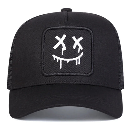 Unisex XX Smiling Face Embroidery Baseball Net Caps Spring and Summer Outdoor Adjustable Casual Hats Sunscreen Hat