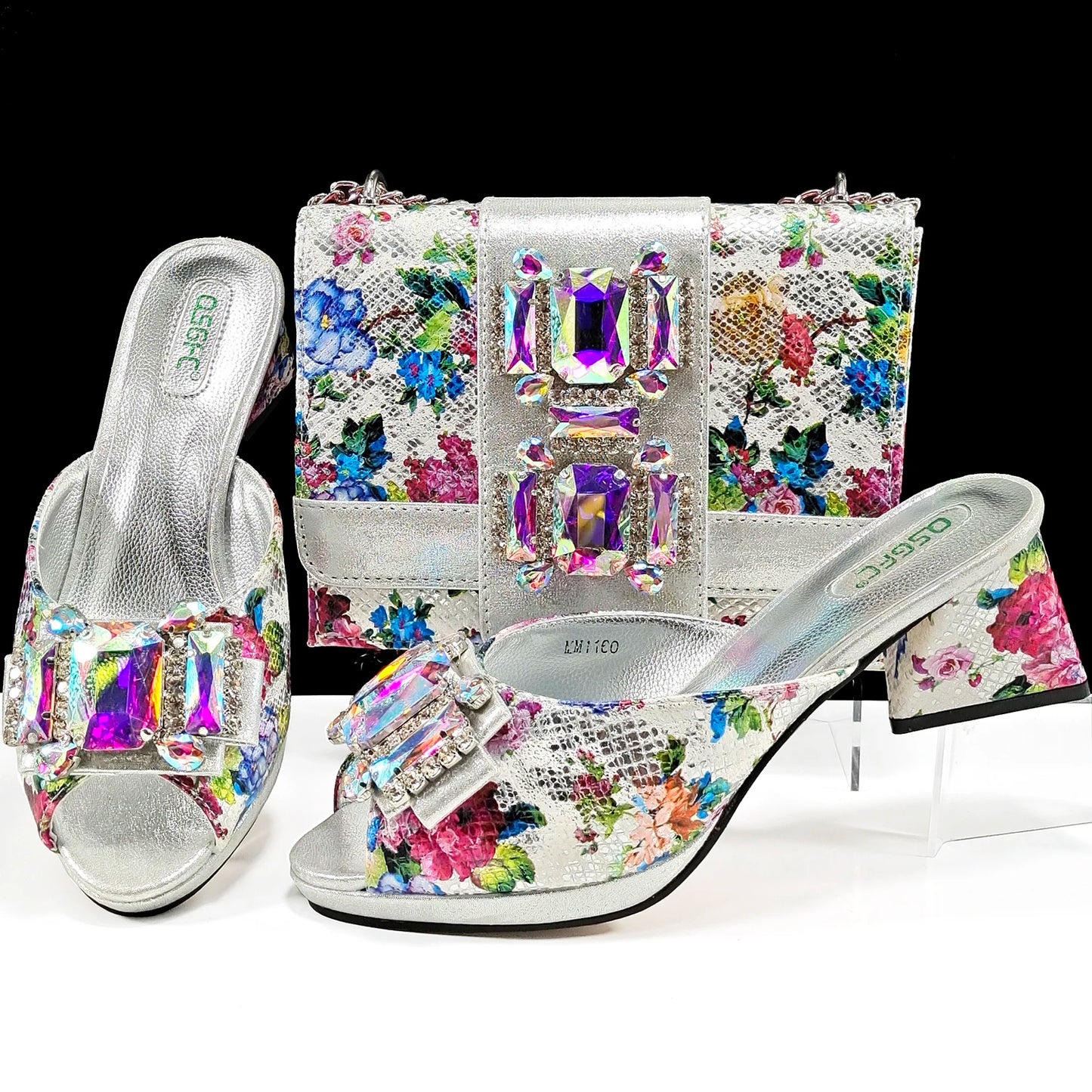 Italian Sandals and Bags Matching Set 2026 Women Heel Party for Rose Gold Colour Wedding Bigger Size Thick Heel Shoes