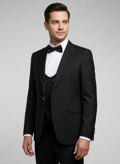 3-piece set black Groom Suit Elegant Wedding Tuxedo Formal Party Blazer for Men Stylish Slim Fit man suit