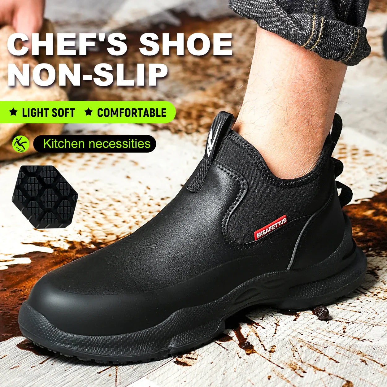 Fashion Comfort Soft Soled Waterproof Shoes Chef Shoes Four Seasons Anti Slip Oil Resistant Business Casual   Work EVA Shoes