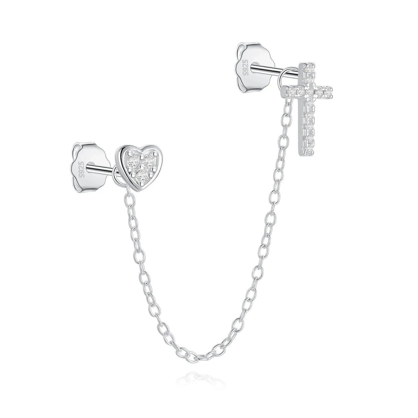 1PC 925 Sterling Silver Horse Eye Chain Tassel Zircon Drop Earrings For Women Ins Minimalism Geometric Earrings Gift