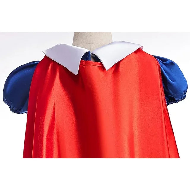 Vestido de Luxo Princesa Branca de Neve com Capa para Meninas Fantasia Infantil Cosplay de Fada Roupa de Carnaval para Crianças Vestido de Halloween