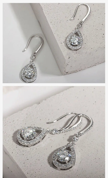1ct D Color Moissanite Drop Teardrop Shape Earrings 925 Sterling Silve Hook Earrings for Woman Jewelry Gifts Wholesale