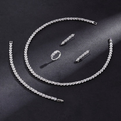 2024 New 4-piece Bridal Cubic Zirconia Full Set Women's Party Jewelry Set Luxury Dubai Nigeria CZ Crystal Wedding Jewelry Set
