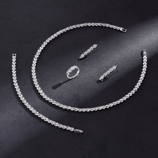 2024 New 4-piece Bridal Cubic Zirconia Full Set Women's Party Jewelry Set Luxury Dubai Nigeria CZ Crystal Wedding Jewelry Set