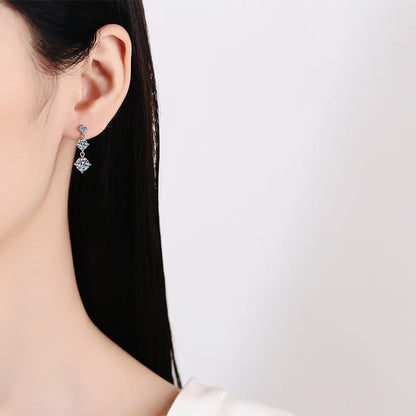 D VVS1 3.2CTTW Certified Moissanite Drop Earrings for Women Lab Diamond Wedding Jewelry 925 Sterling Silver Plated PT950
