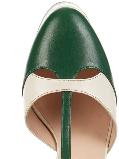 2026 Women's Round Head Sandals Thin Heels 5cm Thick Bottom Slope Heel Fish Mouth Rivet Sandal T-Platform Sandals Size34-43