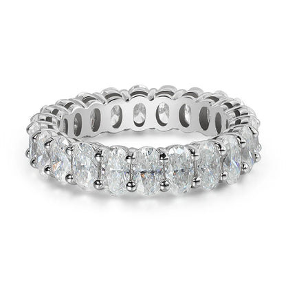 2.5/6.6cttw Oval Cut All Moissanite Ring for Women Sparkling Diamond Wedding Full Eternity Bands S925 Sterling Silver GRA