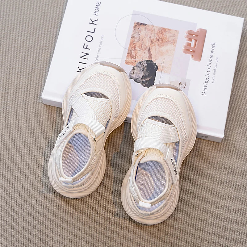 Boys Girls Sports Sandals Rotating Button Students Sneakers Hollowed-out Summer New Students Running Shoes Mesh Breathable
