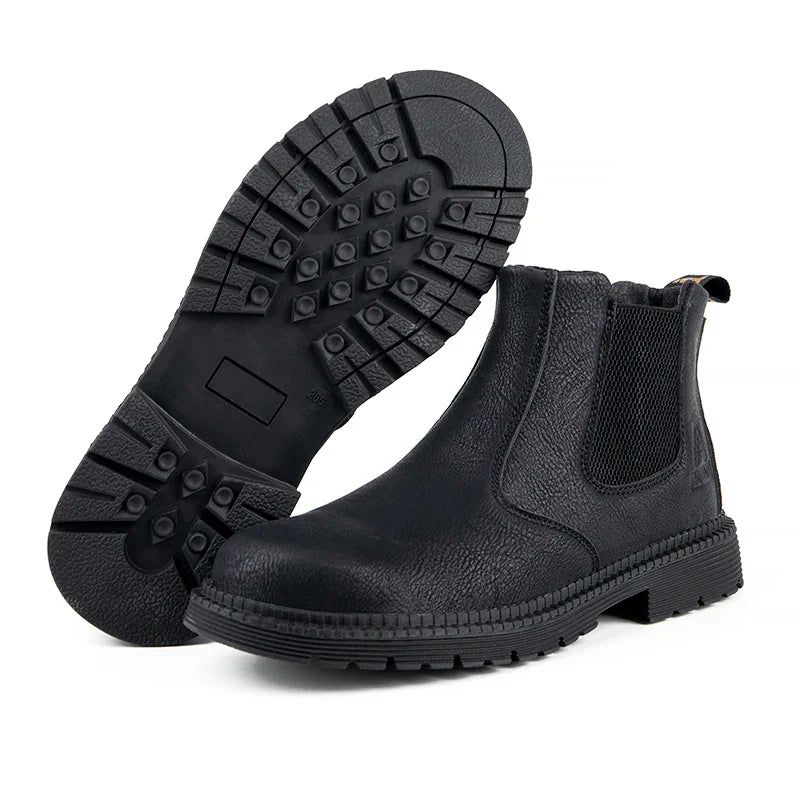 Men Boots Leather Shoes Men Work Safety Shoes Men Indestructible Work Boots Men Safety Boots Steel Toe Shoes Chelsea Boots