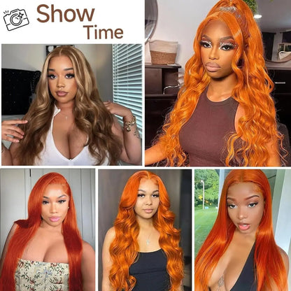 Ginger Wig Human Hair 30 Inch 200 Density 13x6 HD Transparent Lace Front Wigs Human Hair Pre Plucked Straight Wig Human Hair