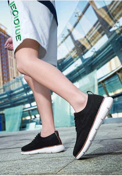 Large Size Comfortable Men's Shoes Light Fashion Casual Sports Shoes Breathable Flying Mesh Top Loafers