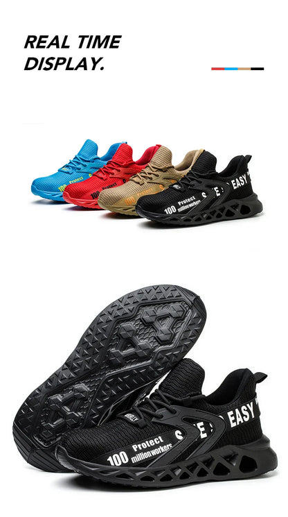 Work Safety Shoes For Men Lightweight Protective Work Sneakers Lightweight Men Shoes Breathable Shoes Anti-Puncture Work Shoe