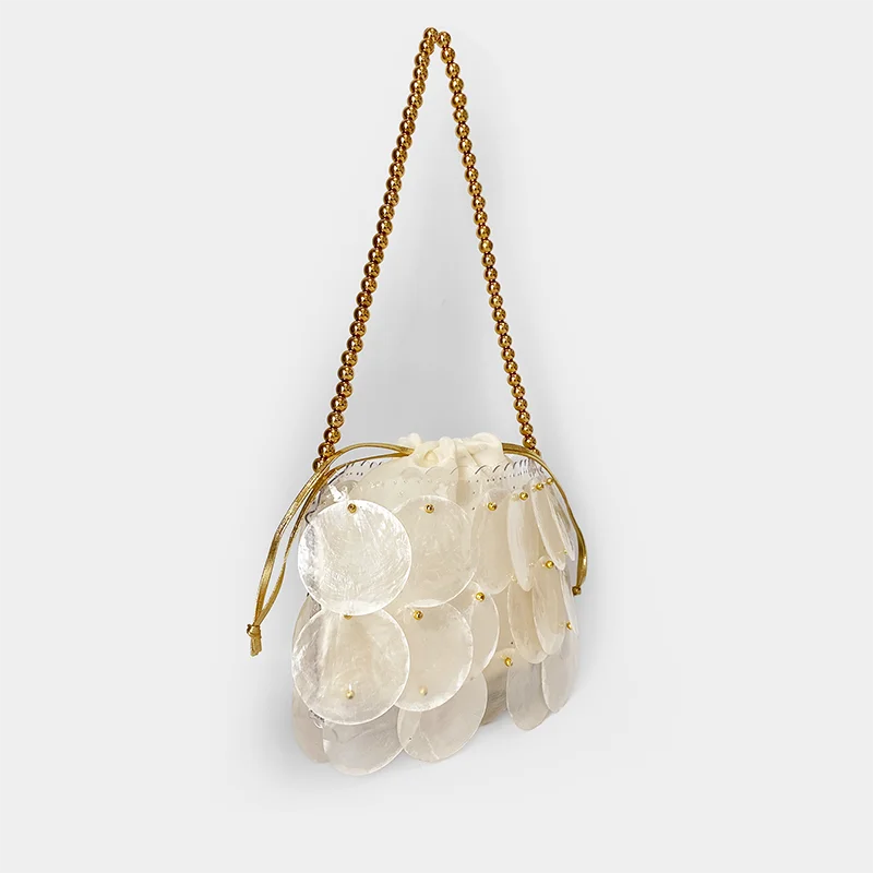 New Shell Bag Natural Beimu sequins Hand woven Bead Bead Bag Shoulder Bag