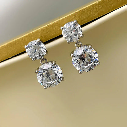 5.6cttw D Color Round Brilliant Cut Moissanite Diamond Drop Earrings with Certificate 925 Sterling Silver Stud Earring for Women