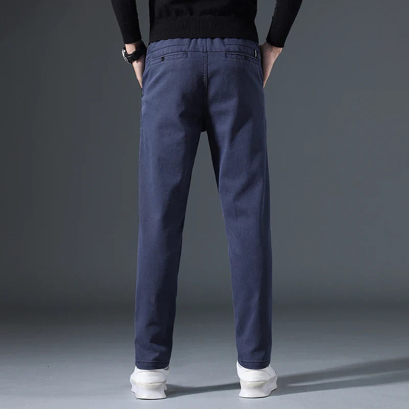 2025 Autumn New Casual Pants Men's Fashion Slim Fit Thick Straight Pants Soft Cotton Retro Style Streetwear Trousers Clothing