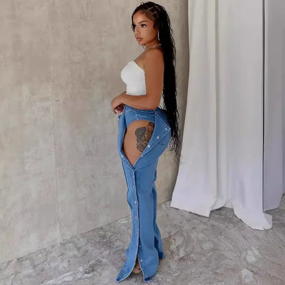 Women Denim Pant Long Pants Slim Fit Tight High Trousers