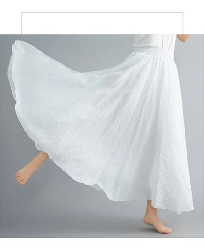 Fashion Cotton Linen Clothes Women Skirts Maxi Y2k Elegant Beach Saia Ropa Mujer Casual Vestido Boho Long Skirt Faldas Harajuku