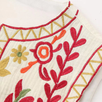 European and American Style 2024 Spring and Summer Women's New Fashionable and Versatile Round Neck Sleeveless Embroidered Vest
