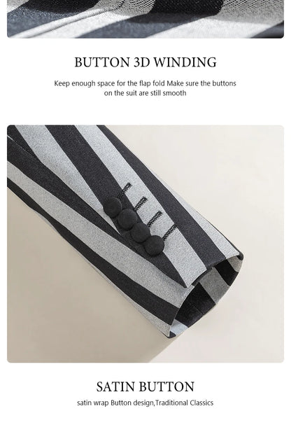 Party outfit Fashion red and black striped evening gown Double Breasted Slim Fit luxury man jacket tuxedo Men's Suit