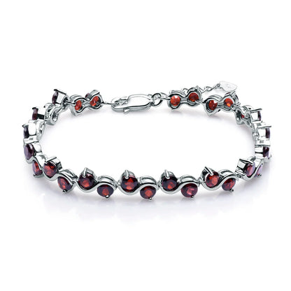 Natural Garnet Citrine Smoky Quartz Tennis Bracelet 925 Sterling Silver Gemstone Bracelet Fine Jewelry For Women