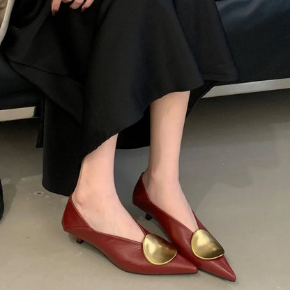 Luxury Women Heeled Shoes Pointed Toe Low Heels Designer Shoes Sexy Dress Fashion Woman Pumps 2025 Summer Elegant Zapatos Mujer