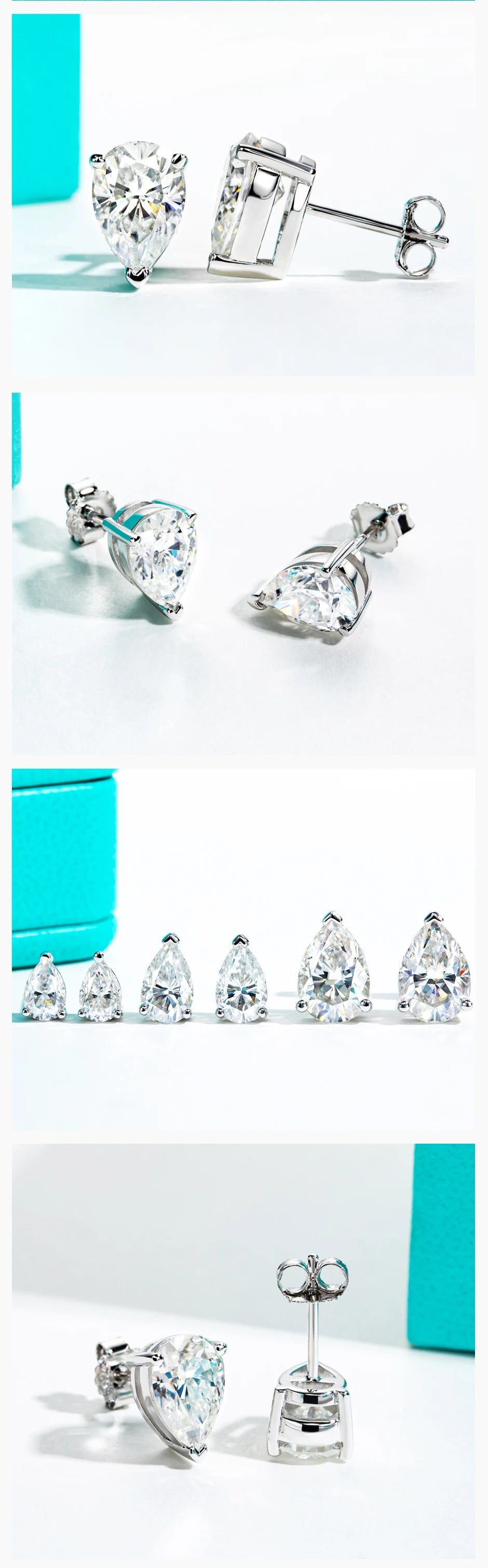 10K Gold Post 5/2/1.2ct Pear Cut Moissanite Stud Earrings Anti-allergy Eearrings For Women Jewelry Wholesale