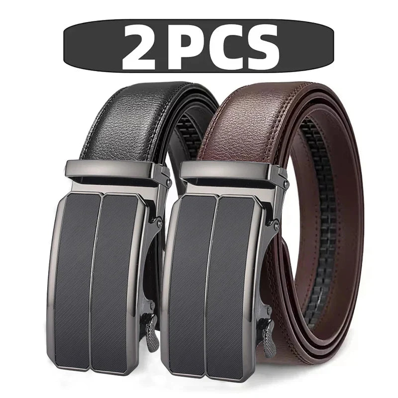 Men's Automatic Belt Adjustable Ratchet Belt for Men Brown/Black High-Quality Genuine Leather Belt Business Casual Belt for Men