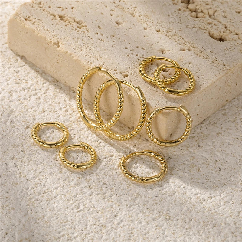 1pair 925 Sterling Silver Hoop Earring 6/7/8/13mm Circle Round Huggies for Women Men Ear Ring Bone Buckle Fashion Jewelry