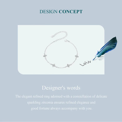 925 Sterling Silver Bracelet, White Gold Plated Shiny Zircon Flower Bracelet for Women Girl Classic Temperament Jewelry