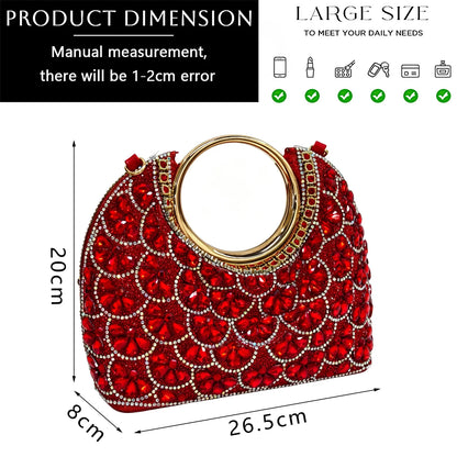 2026 INS Italian Design Elegant Fuchsia Rhinestone Pointed Toe High Heels with Matching Handbag Set - Perfect for Weddings