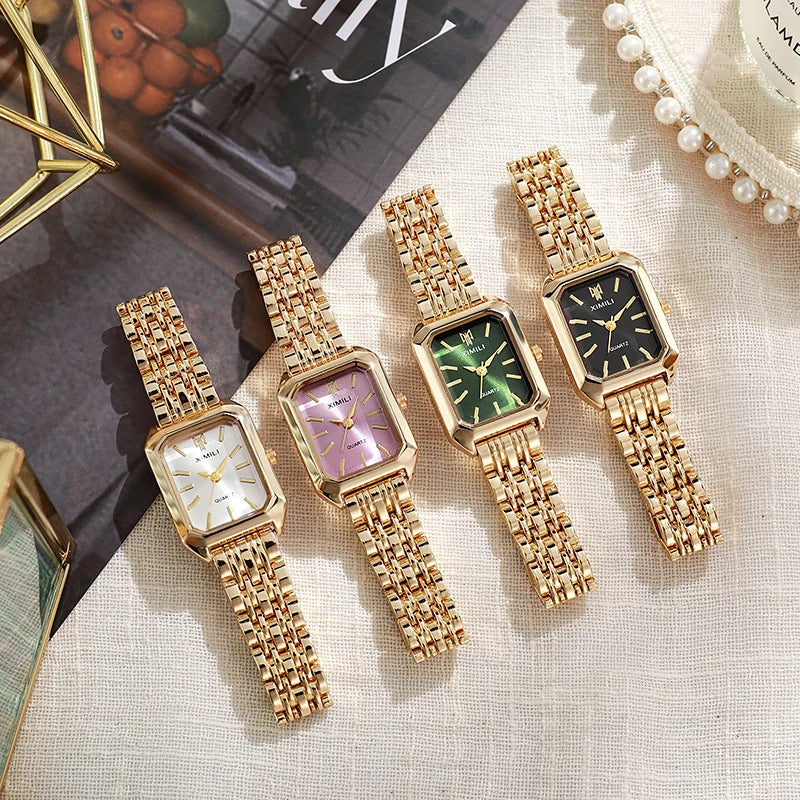 Stainless Steel Strap Watch Women Luxury Gift Quartz Wristwatch Student Fashion Simple Square Quartz Watches