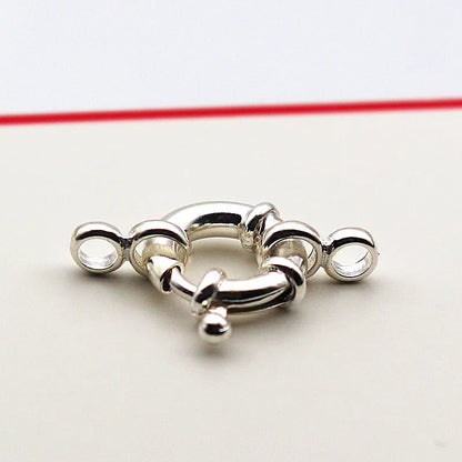 1Piece Solid 925 Sterling Silver Necklace Clasp 10mm Spring with 1 Strand Movable Nautical Ring for Bracelet DIY Jewelry