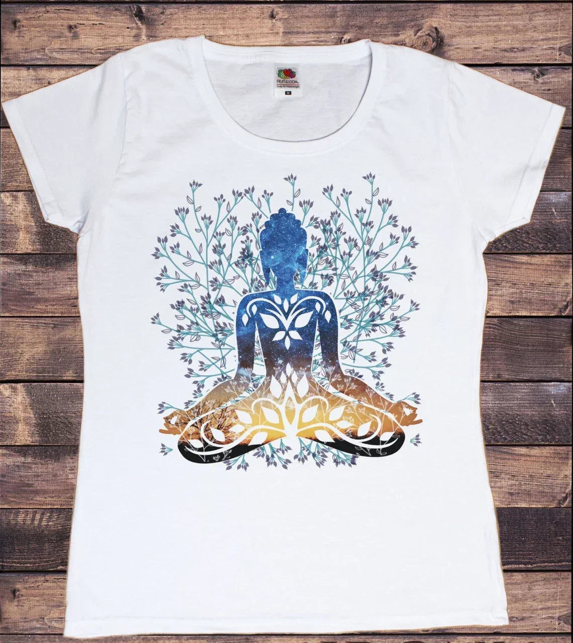 Yoga Print Tshirt Women Bird Om Aum Jade Buddha Meditation Tie Die T Shirt Femme T-Shirt Tops
