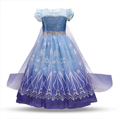 Frozen Snow Queen Elsa Anna Girls Cosplay Mesh Princess Dress Kids Halloween Carnival Party Birthday Frock Ball Vestidos