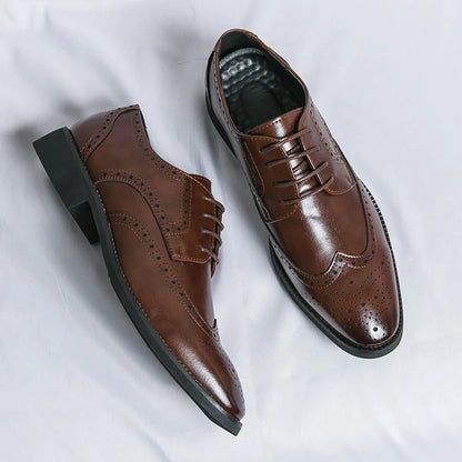 High Quality Height Increase Oxford Dress Shoes Men Genuine Cow Leather Suit Shoes Lift Brogues Wedding Formal Elevator Shoes
