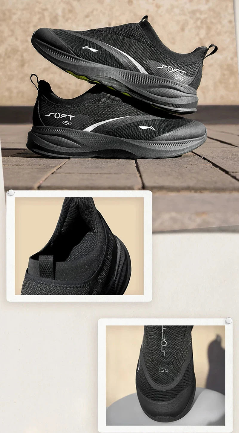 Men's SOFT GO 2 Walking Shoes COMFOAM Slip-on Soft Thick Heel LiNing Comfortable Wearable Sports Casual Shoes AGLV005